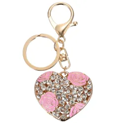 Alloy Heart Shaped Keychain naments Rhinestones Fashionable Bag Pendant Gift Decoration Creative Chains Car KeysKeyrings