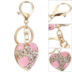 Alloy Heart Shaped Keychain naments Rhinestones Fashionable Bag Pendant Gift Decoration Creative Chains Car KeysKeyrings
