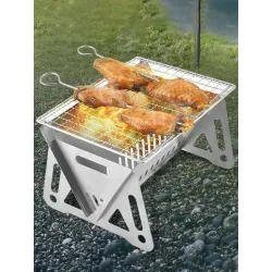 Portable folding large bbq grill - stainless steel - camping stoveBBQ