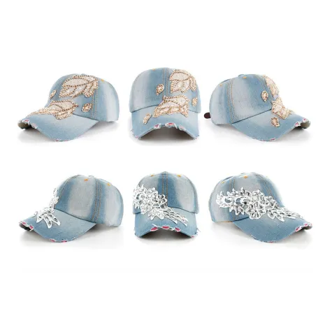 Cotton Jeans Rhinestone Cap Baseball HatHats & Caps