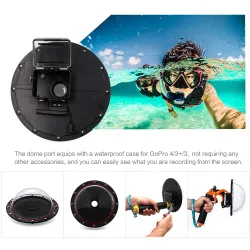 TELESIN 6" Waterproof Case Floating Trigger for GoPro Hero 4 3 3+ Lens Dome Cover HousingAccessories