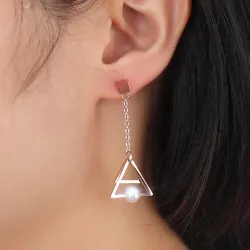Triangle Pearl Drop EarringsEarrings