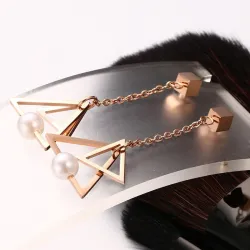 Triangle Pearl Drop EarringsEarrings