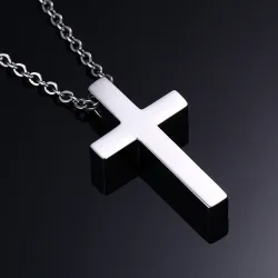 Classic blank cross pendant with stainless steel necklaceNecklaces