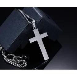 Classic blank cross pendant with stainless steel necklaceNecklaces