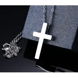Classic blank cross pendant with stainless steel necklaceNecklaces