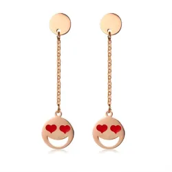 Stainless Steel Red Heart Long EarringsEarrings