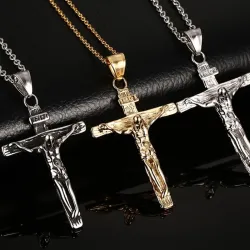 Vintage Crucifix Pendant Stainless NecklaceNecklaces