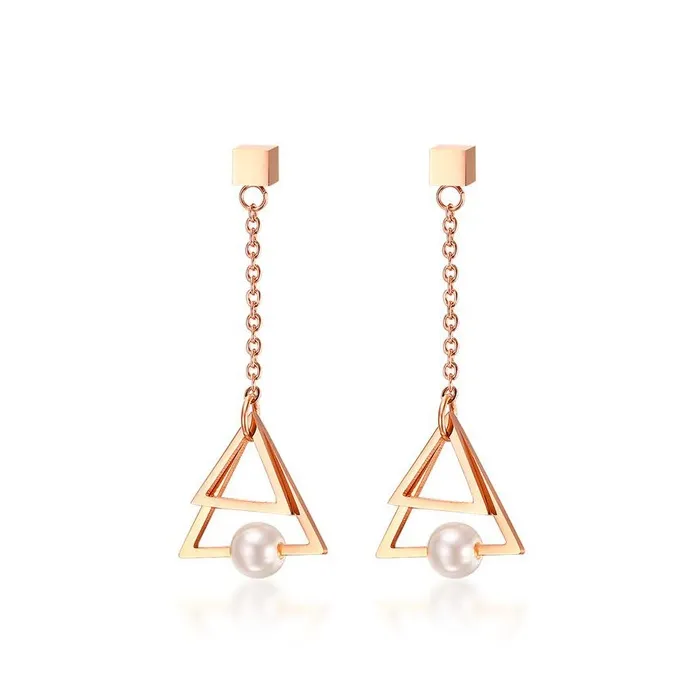Triangle Pearl Drop EarringsEarrings