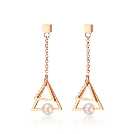 Triangle Pearl Drop EarringsEarrings