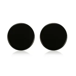 Round Black & Silver Stud EarringsEarrings