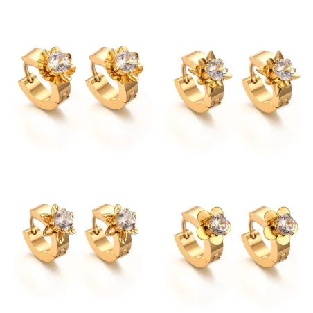 Gold stud earrings with zirconiaEarrings