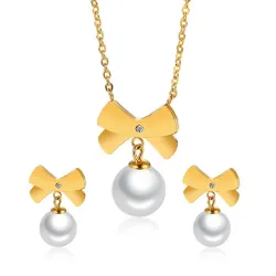 Bowknot & Pearl Fashion Jewellery SetJewellery Sets