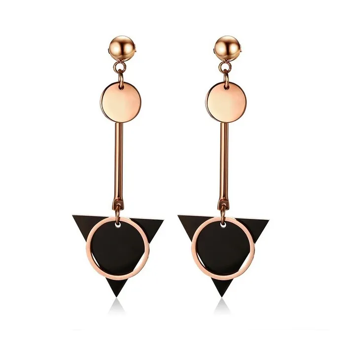 Double circle & triangle - long earringsEarrings
