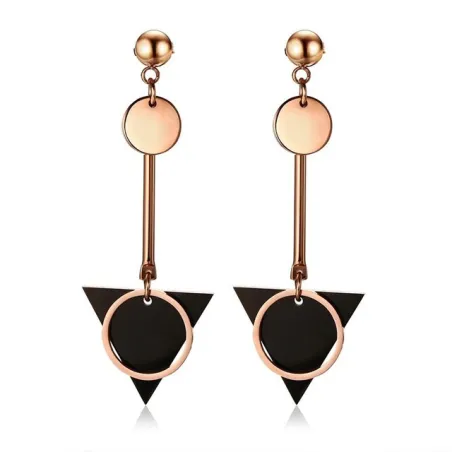 Double circle & triangle - long earringsEarrings