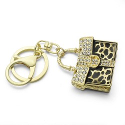 Crystal leopard handbag - keychainKeyrings
