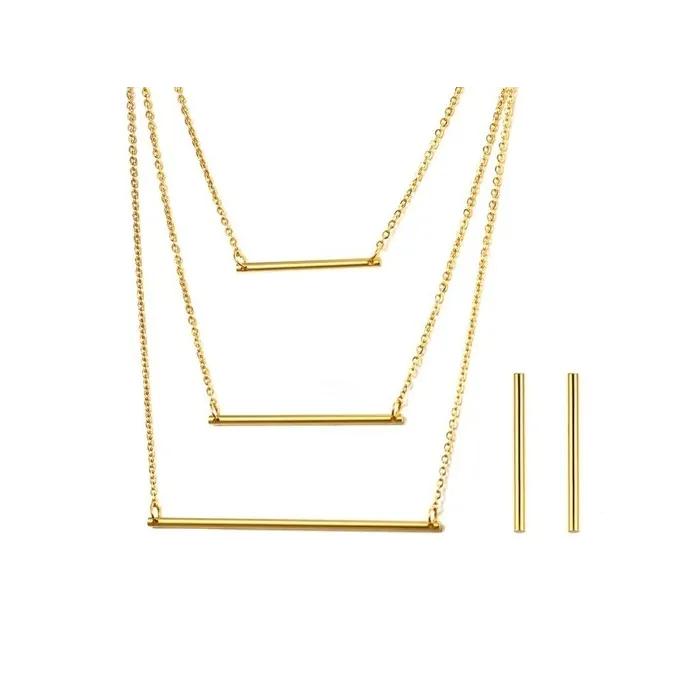 3 Layer Necklace & Earrings Jewellery SetJewellery Sets