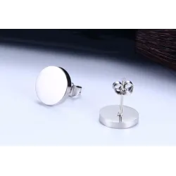 Round Black & Silver Stud EarringsEarrings
