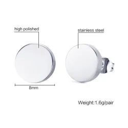 Round Black & Silver Stud EarringsEarrings