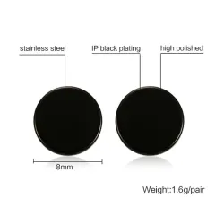 Round Black & Silver Stud EarringsEarrings