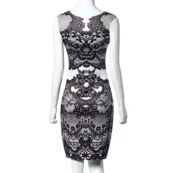 Elegant vintage floral print midi dressDresses