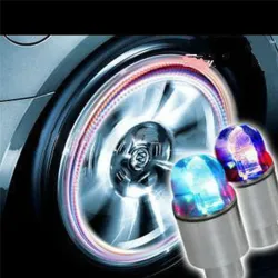Car bicycle LED neon blue strobe tire valve caps 2 pcsWheel parts