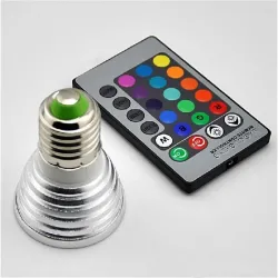 E14 - E27 RGB LED 3W color changeable lamp bulb with remote controlE27