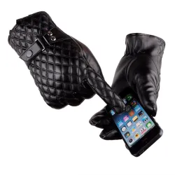 Warm leather winter gloves with touch screen functionGloves