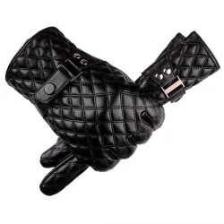 Warm leather winter gloves with touch screen functionGloves
