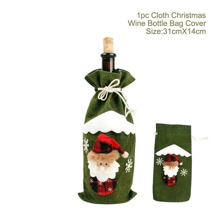 Christmas bottle wine cover cloth & linenChristmas