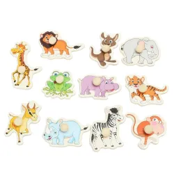 Cartoon animals - children's wooden puzzle toysWooden