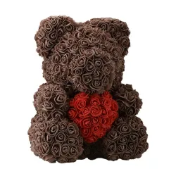 Infinity rose flower teddy bear with heart 40 cmValentine's day