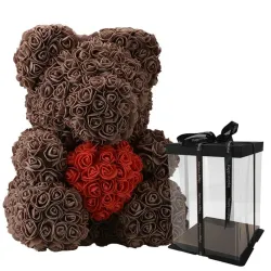 Infinity rose flower teddy bear with heart 40 cmValentine's day