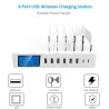 8 Port USB charger with wireless charging - Type-C - LED display and standChargers