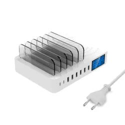 8 Port USB charger with wireless charging - Type-C - LED display and standChargers