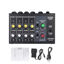 AM-228 mixing console - ultra-compact - low noise - 8 channels audio sound mixer with power adapterAudio