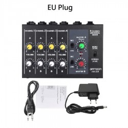AM-228 mixing console - ultra-compact - low noise - 8 channels audio sound mixer with power adapter
