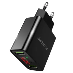 Smart dual USB - Led digital charging adapter for iPhone Samsung Xiaomi - EU plugChargers