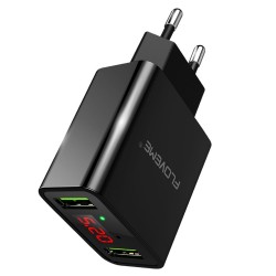 Smart dual USB - Led digital charging adapter for iPhone Samsung Xiaomi - EU plug