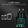 3.4A smart fast 3 port USB charger with LED display - EU plugChargers
