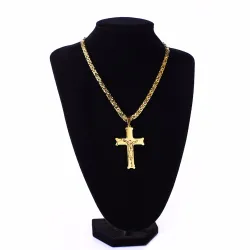 Gold stainless steel necklace with crossNecklaces