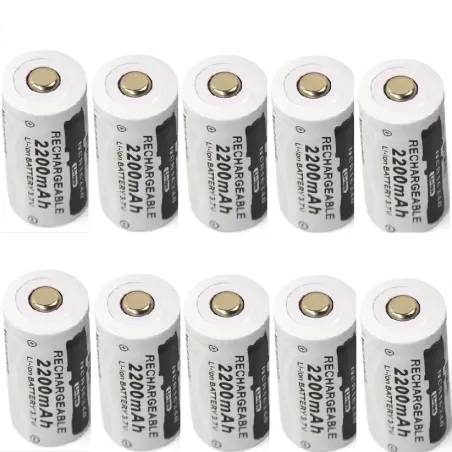 CR123A 16340 - 2200mAh 3.7V - rechargeable battery 10 piecesBattery
