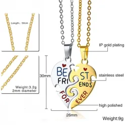 Best Friends Forever - stainless steel necklace - couples - 2 piecesNecklaces