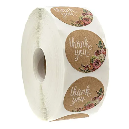 Thank you - natural kraft paper - round stickers 500 / 1000 piecesAdhesives & Tapes