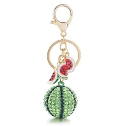Green crystal watermelon - keychainKeyrings