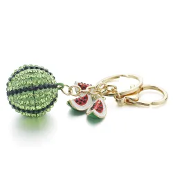 Green crystal watermelon - keychainKeyrings