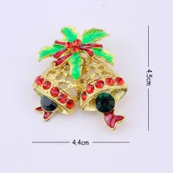 Christmas crystal brooch with jingle bellChristmas