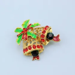 Christmas crystal brooch with jingle bellChristmas