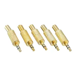 1/8" 3.5mm gold male plug coax cable - professional audio adapter connector 5 piecesPlugs