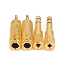 1/4" 6.35mm jack stereo gold cable - 6.5mm to 3.5mm - audio adapter - converter for headphone microphone 4 piecesPlugs